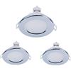 LEDLUX 3 Faretti Led da Incasso Per Cartongesso, Dimmerabile Con Triac Dimmer, 220V 5W 550 Lumen, Ø87mm X 37mm, Foro 70mm, Impermeabile IP65, Quick Connettore (Bianco Caldo 3000K, Argento Cromato)