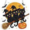 MEIYUDA Halloween DIY Diamond Painting Pendente Kit Gatto nero, 5D Pittura Diamante Kit Acchiappaluce, Diamond Painting Ricamo a Punto Croce Artigianale Per La Decorazione Della Parete Di Casa