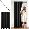 MRTREES Tenda Nera Oscuranti 1 Pezzo 140x195 CM,con Bastone 75-125cm | Bastone Nero Estensibile,Senza Forare,Tende Oscuranti per Interni,per Separa Ambienti,Cameretta Bambini,Cabina Armadio