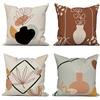 ASDCXZ Set di 4 Federe Cuscini Boho 40x40 Bohemien Astratto Piazza Divano Decorazione Federe per Cuscino, Moderno Minimalista Vaso Foglie Lavabile Marrone Poliestere Tessile Esterna Copricuscini