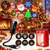LLELEMAMO Proiettore Luci Natale USB da Interno, Lampada Proiettore Natalizio con Dischi Scena Intercambiabili, Collo Flessibile per Parete Soffitto Camera Festa Decorazioni Natalizie (#01+Projection Scene 6)