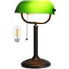 Newrays Lampada da scrivania da banchiere in vetro verde antico | Cambio rapido in 1 minuto, per studio, ufficio, biblioteca, lampadina LED inclusa