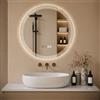 Adoture Specchio da Bagno con Illuminazione, Specchio da 60 cm con Luce LED | Specchio da parete per bagno con luce LED, 3 colori, dimmerabile, interruttore touch e indicatore della temperatura