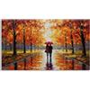 LuxHomeDecor Quadro Coppia con Ombrello in Autunno - stampa su tela con telaio in legno - 120x60 cm
