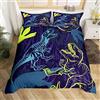 Homemissing Set di biancheria da letto con dinosauri fossili per bambini ragazzi ragazze bambini blu giungla animale selvatico trapunta copertura ultra morbida copriletto doppia cerniera