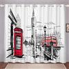 Loussiesd Big Ben, tende per finestre con stampa cabina telefonica, per camera da letto, soggiorno, stile moderno, con finestre a tema Londra, tende famose per paesaggio urbano