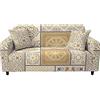 FANSU Copridivano Elasticizzato Universale 1/2/3/4 Posti,3D Bohemia Patchwork Fodera per Divano,Poliestere Antiscivolo Copertura Divano con Braccioli + 1 Federe (Fiori d'Epoca,2 posti /145~185cm)