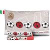 HomeLife Set Lenzuola Letto Singolo Cotone Completo Fantasia Made in Italy | Lenzuolo Sopra, Sotto con Angoli, 1 Federa | Cotone 100% OEKO-TEX | Calcio Rosso