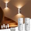Honestself Lampada da Parete LED con Sensore di Movimento, Luce Notturna Ricaricabile USB-C, 3 Temperature Colore, Magnetica Senza Fili, Luce Su e Giù, 2 Modalità, per Scale, Corridoio, Bagno, 2 Pezzi
