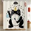GCIREC Tenda Doccia, 200x180cm, Divertente Carino Rana Scrivania Doccia Asiatico Giapponese Arte Impermeabile Tessuto Macchina Lavabile Tenda da Bagno con Ganci