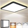 Fynokst Plafoniera LED Soffitto 23 CM 18 W 1800 LM IP54 Nero Confezione 2 | 3000K/4000K/6500K Lampada da Soffitto bagno Quadrata per Camera da Letto Cucina Soggiorno Bagno Sala da Pranzo Corridoio