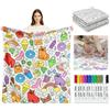 TELAOBAN Coperta Fai-da-Te per Colorare, 150 x 115 cm Coperta da Colorare per Adulti, Coperte Creative E Divertenti Da Colorare con 24 Pennarelli Inclusi, per bambini e adulti, Regalo Originale per Amici