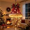 Generico Lampadario sospeso con cappello da Babbo Natale illuminato,Illuminazione LED calda, decorazioni natalizie da appendere, 3 modelli con luci natalizie LED calde, design a cono con paillettes (#E)