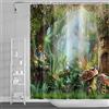 SDOTPMT 90x183cm Fiaba Fungo Tenda da Doccia - Magia Fantasia Forestale Giungla Albero Verde Prato Pianta Foglia Floreale per Bagno - Poliestere con Ganci