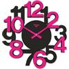 VIRTIME Orologio da parete, Orologio a muro con numeri grandi, orologio particolare diametro 35 bicolore (Nero e Rosa)