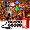 LLELEMAMO Proiettore Luci Natale USB da Interno, Lampada Proiettore Natalizio con Dischi Scena Intercambiabili, Collo Flessibile per Parete Soffitto Camera Festa Decorazioni Natalizie (#01+Projection Scene 10)