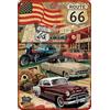 Formeyart Targa in metallo per gare d'epoca, per garage retrò, regalo per gli amanti delle auto, decorazione da parete per auto, bar, bar, bar, pub, terrazze, 20 x 30 cm (ROUTE 66)