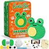Cookie Box Mini kit uncinetto per principianti - Set regalo per realizzare un amigurumi a forma di rana - Facile kit fai da te per uncinetto e lavoro a maglia con istruzioni stampate e video tutorial