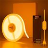 MAKA change your life quality Maka Striscia Led Cob Adesiva 10 metri, Striscia LED Esterno 24V Alta Luminosità, 280 Luci al Metro - Ip68 Impermeabile - 15W/m, Luci Led Camera da Letto (Con trasformatore, Luce calda (3000K))
