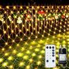ARKOCHIC Rete Luminosa da Esterno, Catena Luminosa con Spina 3x2m 200 LED | 8 Modalità con Telecomando, Memoria e Timer, IP65 Impermeabile, Collegabile Tenda Luminosa per Giardino Gazebo, Bianco caldo