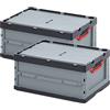 Auer Packaging Auer FBD 64/27 - Set di 2 scatole pieghevoli con coperchio a ribalta, 60 x 40 x 27 cm, 56 l, impilabili