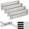 Alaoo 4pcs Divisori per Cassetti Regolabili, in Plastica,Stile a Righe | 8 cm di Altezza, Intervallo Estensibile 27.5cm-51cm, Adatto per Bagni, Toelette, Armadi o Cucine