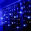 Klighten Tenda Luci LED, Luci cascata, Strisce LED, 96er Led Luci 3.5 * 0.65m Luci Stringa 8 Modalità Impermeabili IP44, per finestra, porta, patio, giardino, feste, Natale (Blu)