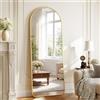 BEAUTYPEAK 163 x 55 cm, specchio curvo con angoli arrotondati | Grande specchio autoportante, da appendere o appoggiare, da pavimento, specchio da parete con supporto, specchio HD, oro