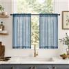 MIULEE Tende Trasparenti Cucina Corte Voile 2 Pannelli 65x90cm Blu Scuro | Tenda Cucina con Passante Morbidi Finestre per Camera da Letto Vento Armadio, Mobile Basso e per Salotto Eleganti Soggiorno