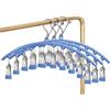 QIUPFGUT Asciugacapelli per calze, biancheria intima, in acciaio inox, struttura di asciugatura antivento, per stendibiancheria, appendiabiti per asciugare gli asciugamani (2 pezzi,10 clip ciascuna) (Blu)