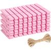 jijAcraft Mollette in legno rosa, 7 cm, 50 pezzi, grandi mollette in legno per foto