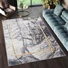 TAPISO Shine Tappeto Soggiorno Pelo Corto Filo Dorato Design Moderno Motivo Astratto Sfumato Cornice d'oro tonalità Grigio Salotto Camera Letto Sala Ufficio Oeko-Tex 80 x 150 cm