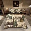 Homemissing Di Cervo In Una Borsa Orso Piumino Letto Con Lenzuola 230x220cm(7-Piece Set) Alce Selvatico Animale Rustico Cabina Albero Di Campagna Montagna Letto Trapuntato Marrone Plaid Con Piumino