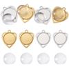 Cheriswelry Set di 4 ciondoli a forma di cuore in acciaio inox, lunette vuote, base a cuore, con cabochon in vetro, per gioielli fai da te, collane e ciondoli