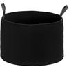 HOMCOM Cesto Portabiancheria da 88L Portatile e Pieghevole con Manici, Cesto Biancheria in Cotone Naturale, Ø56x35.5 cm, Nero