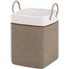 Rieeyrslza Cesto Rettangolare in Corda Cotone 57L con Manici, 38x30x50 cm | Cesto in cotone intrecciato con manici robusti. Perfetto per biancheria, coperte e giocattoli(Bianco + Marrone Scuro)