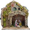 Moranduzzo Presepe con Grotta Illuminata e Natività 3 soggetti 10 cm - Statuine STANDARD 10-26x19x34 cm - Prodotto Ufficiale, Made in Italy, Scultore M. Landi
