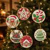 GSenhui 6 Pezzi Diamond Painting Pearl Art Decorazioni Natale in Legno DIY | Kit Pittura Diamante Adulti, 8cm Decorazioni Natalizie per Albero, Ornamenti Natalizi da Appendere per Albero di Natale
