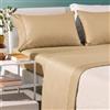 Biancocasa Completo Letto Matrimoniale in 100% Raso di Cotone Rigato Satin (Champagne)