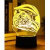 BIRBANN Lampada 3D Illusione Motocross Casco, LED touch 7 colori | USB o pile, 4 modalità luce, Per ragazzi e adolescenti, regalo decorativo per cameretta