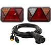 UNITRAILER Set Fanali Posteriori a LED CANBUS Fristom FT-270 Sinistro Destro 7 Funzioni 12V Fendinebbia Retromarcia Cablaggio Elettrico Mantes 7 Metri Spina 13 PIN per Rimorchio Camion Auto Bisarca