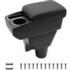 KAERGK Bracciolo Auto Compatibile con KIA STONIC Picanto | Vano Portaoggetti a Due Llivelli, con Portabicchieri, Facile da Montare, Regolabile, Pelle PU, Linea Rossa