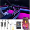 QAUBEN Kit di illuminazione ambientale auto 64 colori musica multicolore fibra ottica RF telecomando + APP controllo auto fai da te illuminazione dell'atmosfera decorativa DC 12V 1W 4m