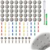 Cowiny Kit Riparazione Cielo di Tetto Auto 82 Pz, Puntine e Bottoni 2 cm | 40 bottoni in tessuto a rete grigio 40 puntine cacciavite e righello, fibbie di fissaggio per padiglione interno tutte le