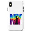 Bahaa's Tee Custodia per iPhone X/XS New York, orizzonte, termico, colore, arte