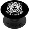 Retro Medusa Gorgon First of All I'm A D Vintage First of All I'm A Delight Medusa Snake Sarcastico PopSockets PopGrip Adesivo