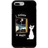 Vintage Witchcraft & Whimsical Cat Appar Custodia per iPhone 7 Plus/8 Plus I Believe In Magic - Grafica da finestra con gatto bianco