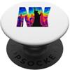 Bahaa's Tee New York, orizzonte, termico, colore, arte PopSockets PopGrip Adesivo