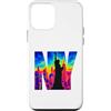 Bahaa's Tee Custodia per iPhone 12 mini New York, orizzonte, termico, colore, arte