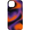 Thermal Heatmap Wave Effect Abstract Liq Custodia per iPhone 14 Plus Motivo astratto fumé arancione viola aura Halloween